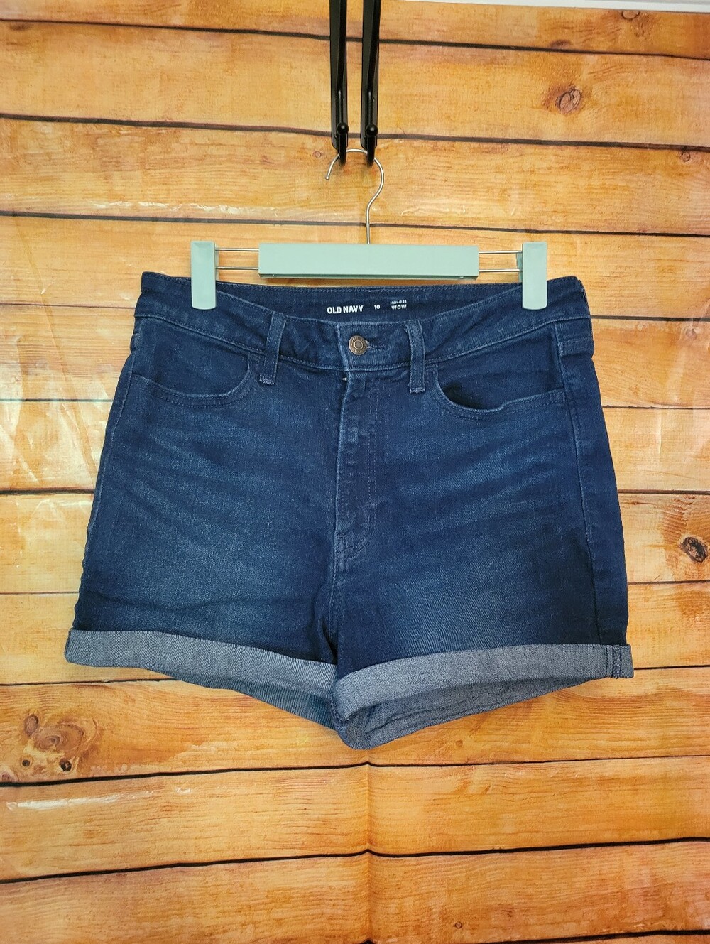 Old Navy Dark Blue Denim Roll-Cuff Women’s Shorts S10